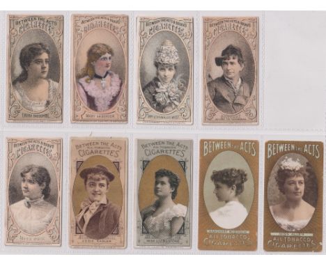 Cigarette cards, USA, Thos. Hall, Actors &amp; Actresses, 9 different cards from various series (one with elastic band mark t