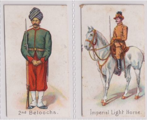 Cigarette cards, Harvey &amp; Davey, Colonial Troops, two type cards, 2nd Beloochs (gd) &amp; Imperial Light Horse (light fox