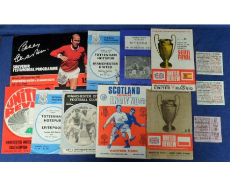 Football programmes &amp; tickets, 9 football programmes, two with tickets, Manchester United v Gornik EC quarter final 1967/