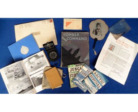 Militaria, Compass Magnetic Marching Mark 1 (T.G. &amp; Co. Ltd.), issue metal shaving mirror, books and pamphlets to include