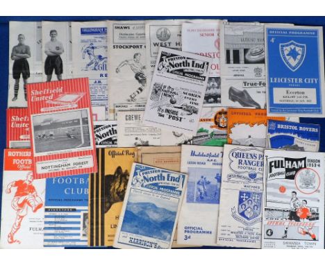 Football programmes, 30 programmes, 1950/51 to 1955/6 inc. Luton v Arsenal 55/6, West Ham v West Brom FA Cup 52/3, Bristol Ci