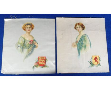 Tobacco silks, Carreras, Girls in National Costume, premium issue (set, 4 silks, England, Scotland, Wales &amp; Ireland) (som