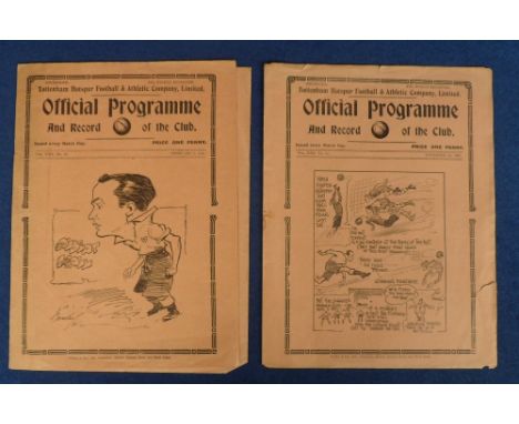 Football programmes, Tottenham Hotspur v West Ham, 20th Nov 1937, Div 2  (slight edge tear o/w gd) and Tottenham Hotspur Res 