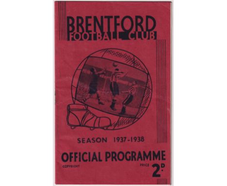 Football programme, Brentford v Manchester City, 27th Dec 1937, Div 1 (light pencil team changes, vg)