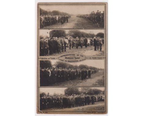 Postcard, RP multi-view showing representatives of the Russian 'Duma' visit to Colchester 1916 (more written information on t