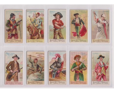 Cigarette cards, USA, Allen &amp; Ginter, Arms of All Nations, 10 cards, Arquebus, Blunderbuss, Bowie Knife, Bull Fighting Sw