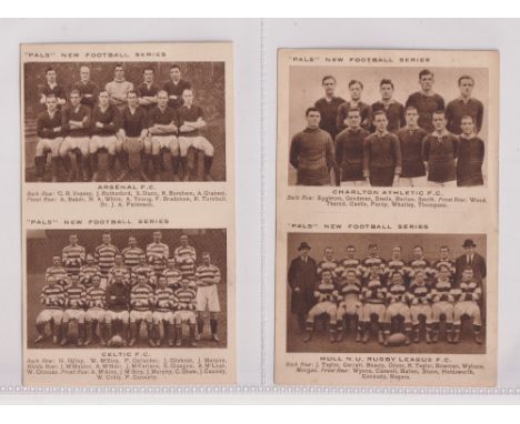 Trade cards, Pals, New Football Series, 24 teams all in uncut pairs, Arsenal/Celtic, Charlton/Hull NU, Derby/Bolton, Falkirk/