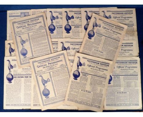 Football programmes, Tottenham Hotspur home programmes, 1946/7 to 1959/60, 21 programmes inc. Newcastle 46/7, West Ham 46/7, 