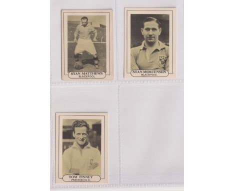 Trade cards, Wilkinson, Popular Footballers, 'M' size,  cards, nos 15 Stanley Matthews (slight stain to back, gen gd), no 22 