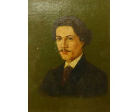 Continental School, half portrait of a gentleman, oil on canvas laid on board, 32 x 24cms, unframed 