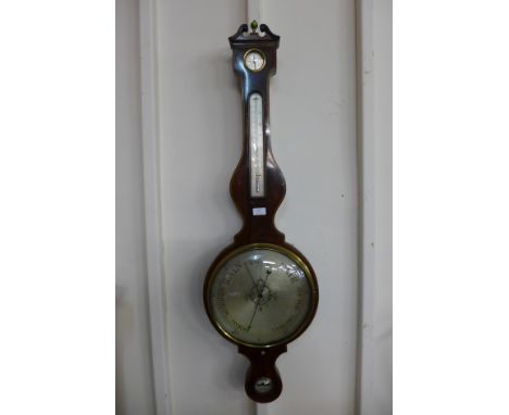 A 19th Century inlaid mahogany wheel barometer, signed W. Adomossi, Manchester 