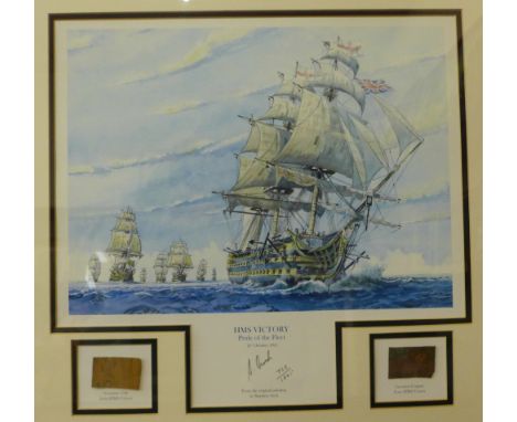 A signed Stephen Arch limited edition print, HMS Victory, Pride of the Fleet, framed, with certificate of provenance 
