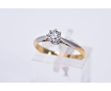 A DIAMOND SINGLE STONE RING, a modern round brilliant cut diamond estimated weight approximately 0.10ct, ring size M, stamped