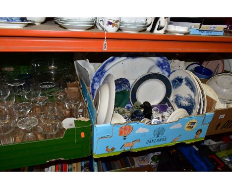 NINE BOXES OF CERAMICS AND GLASS ETC, to include Royal Worcester ramekins, Wedgwood 'Kutani Crane' Wedgwood green Jasper, Eno