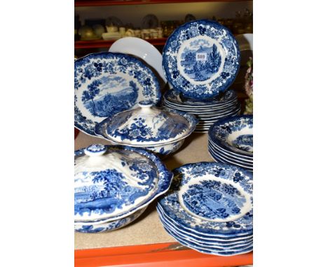 ROYAL WORCESTER PALISSY 'AVON SCENES' PART DINNER SERVICE, comprising six of each 20cm, 23cm and 25cm plates, six soup bowls,