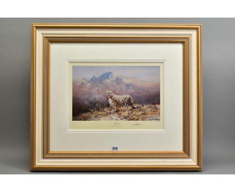 DAVID SHEPHERD (BRITISH 1931-2017) 'LONELY VIGIL - SNOW LEOPARD', a limited edition print 1412/1500, signed to lower margin, 