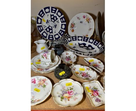 ROYAL CROWN DERBY POSIE PATTERN, comprising seven trinket dishes, two side plates, one coffee cup and saucer and one breakfas