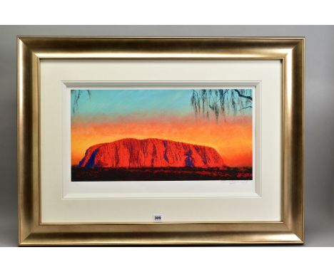 ROLF HARRIS (AUSTRALIAN 1930) 'ULURU SUNSET, DESERT OAKS', a limited edition print of the Australian outback, 13/195, signed 