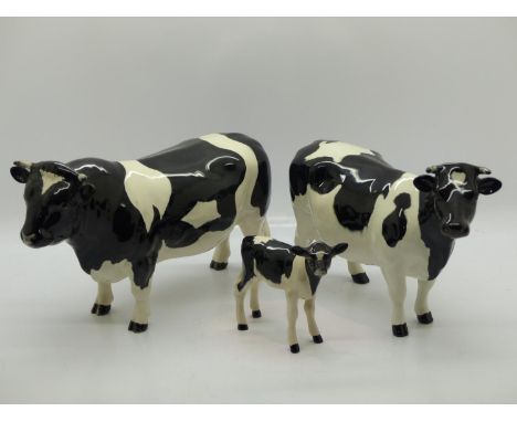 Beswick Friesland cow family, largest L: 20 cm, no chips or cracks. UK P&amp;P Group 2 (£20+VAT for the first lot and £4+VAT 