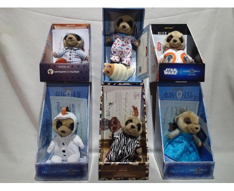Six boxed meerkats with certificates, all in excellent condition. UK P&amp;P Group 2 (£20+VAT for the first lot and £4+VAT fo