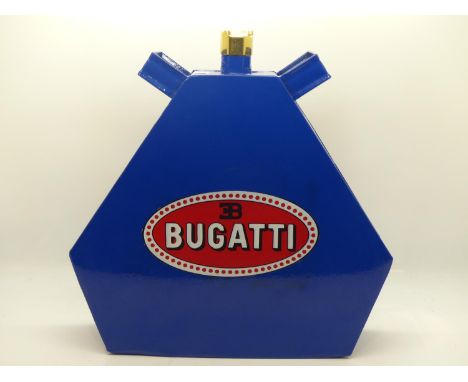 Small blue Bugatti oil can, H: 26 cm. UK P&amp;P Group 2 (£20+VAT for the first lot and £4+VAT for subsequent lots) 