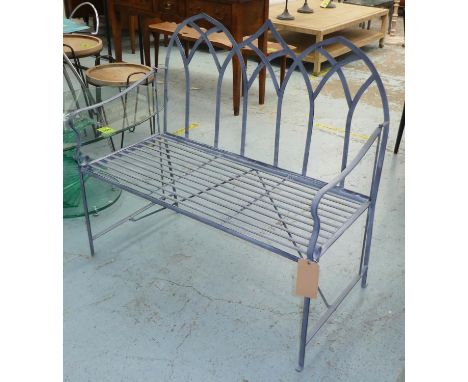 GARDEN BENCH, 103cm x 104cm x 55cm, Gothic style, grey metal. 