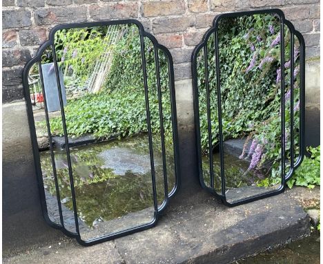 ARCHITECTURAL GARDEN MIRRORS, two, 105cm x 71cm, Art Deco style. (2) 