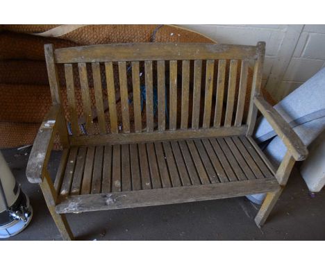 A hardwood garden bench