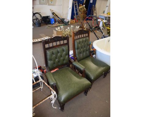 Two late Victorian button back chairs