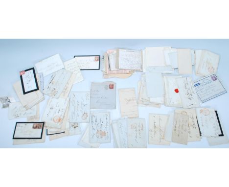 A collection of 19th Century letters and envelopes to include pre stamps and penny reds all addressed to a Mr Samuel Prout.&n