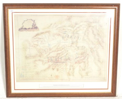 A framed and glazed print entitled 'The Battle Of Waterloo June 18th 1815' by Captain Thornton. The map of the battlefield sh