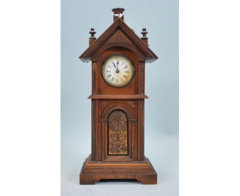 An early 20th century mahogany cased HAC - Hamburg America Clock Co table top longcase clock miniature. Inset dial with cross