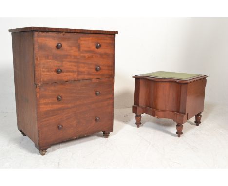 A Georgian mahogany commode pull up top having a later converted lined interior for storage together with a Victorian mahogan