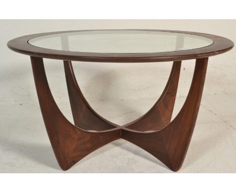 Victor B. Wilkins - G Plan - Astro - A 1960's retro vintage teak wood atomic coffee / centre table with the round inset glass