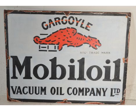 A contemporary artist's impression of a vintage enamel advertising sign for Mobil Oil, the representation painted on board wi