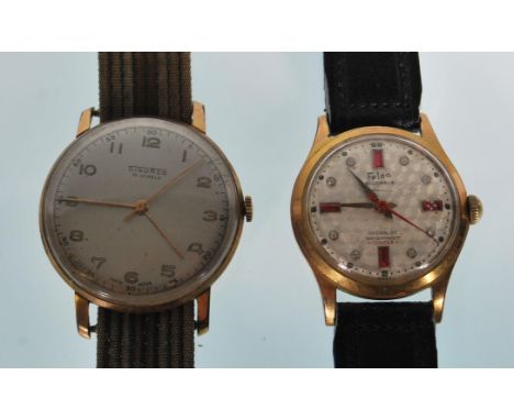 Two vintage gentleman's watches to include a Felca 21 jewels incabloc waterproof nivaflex wrist watch having red and white st