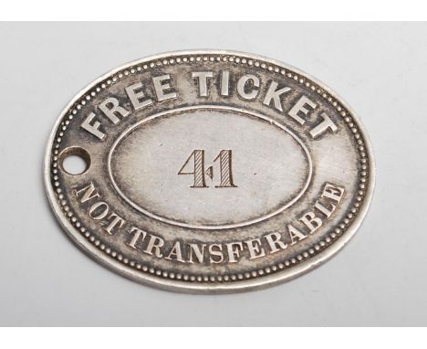A 19th Century Victorian white metal ticket / token for Free Trade Hall Manchester inscribed for a Joseph Crook dated 1856, s