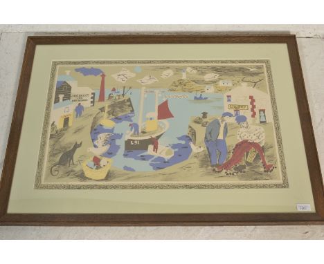 After Julian Trevelyan&nbsp;(1910-1988) Harbour (SP.9), colour lithograph, from the School Prints series, published by Baynar