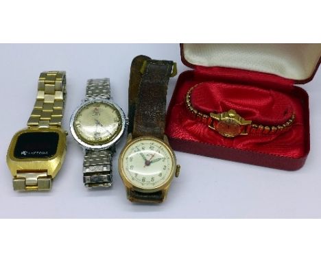 A Kingsonic LED wristwatch, an Agon, Samba and Timex wristwatch