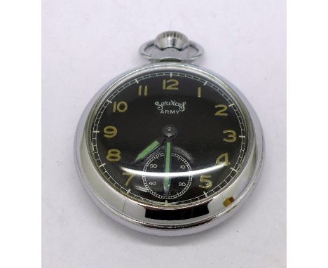 A Service Army pocket watch with black dial