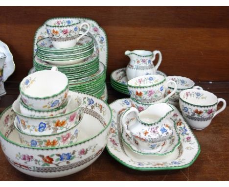 Copeland Spode Chinese Rose pattern tea and dinnerware comprising large bowl, four sandwich plates, twelve medium plates, eig