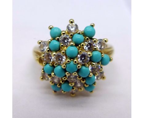 A 14ct gold cluster ring, weight 4.4g, size R, lacking one stone