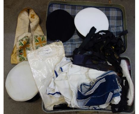 A Naval Chaplain's uniform plus sash, two caps, beret and ribbons
