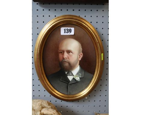 Oval Portrait on ceramic signed G W Wright - inscribed to reverse 'Mr Wincle by Alberto Henschel' 