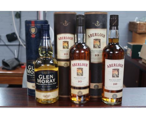 2 Cased Aberlour Highland Single Malt Scotch Whisky and a Cased Glen Moray Speyside Single Malt Scotch Whisky Classic 