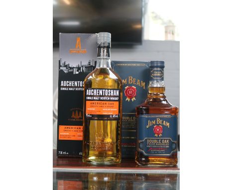 Boxed Auchentoshan Single Malt Scotch Whisky 700ml and Boxed Jim Beam 700ml 