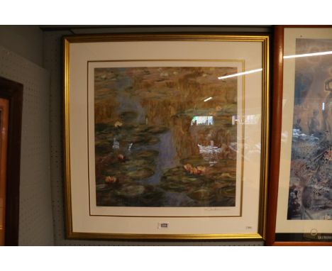 Ande Kase of California signed Print of Lily pads after Monet