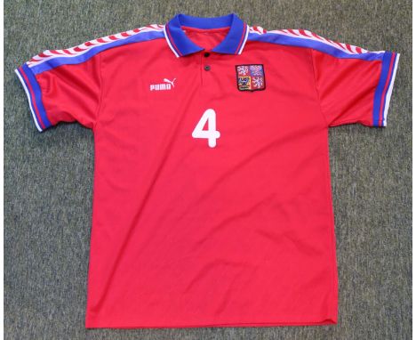 PAVEL NEDVED 1996 MATCH WORN CZECH REPUBLIC JERSEYThe Puma red #4 jersey was worn by the Czech former midfielder Pavel Nedved