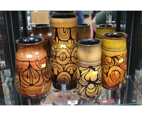 Collection of 4 Poole Pottery Aegean pottery vases with impressed marks to base
