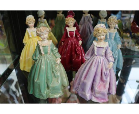 Collection of 5 Royal Worcester Grandmothers Dress figurines modelled by F G Doughty 3081 in 5 Different colourways 